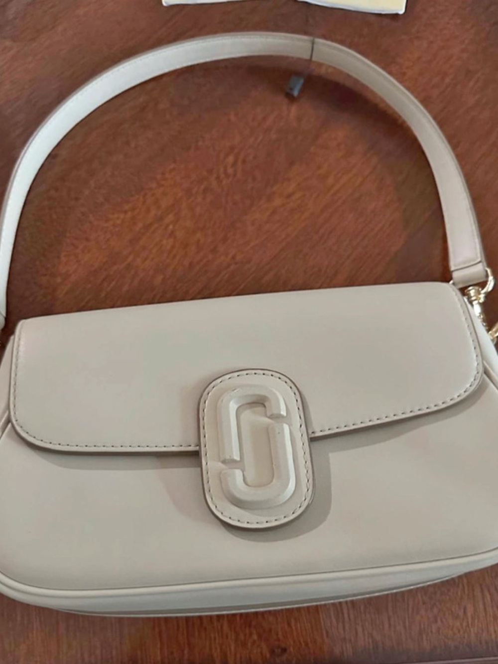 Marc Jacobs Cream Shoulder Bag with Logo Accent
